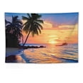 thumbnail image 5 of PRATYUS  Ocean Tapestry for Bedroom Beach Palm Tree Wall Hanging Sunrise Decor, 60x40 Inch, Blue 60x40in, 5 of 7