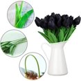 thumbnail image 5 of 24 ramo de tulipanes artificiales de látex, flores artificiales de tacto real, ramos de bricolaje, mesa de boda, decoración de oficina, arreglos florales, negro, 5 of 5