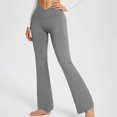 thumbnail image 2 of Women's Bootcut Yoga Pants Workout Flare Leggings High Waisted Crossover Lounge Bell Bottom Dress Pants with Pockets, 2 of 5