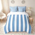 thumbnail image 3 of Manfei Classic Stripe Twin Bedding,Modern Geometric Bedding Comforter Set, Blue White, Reversible 7-Piece, 3 of 6