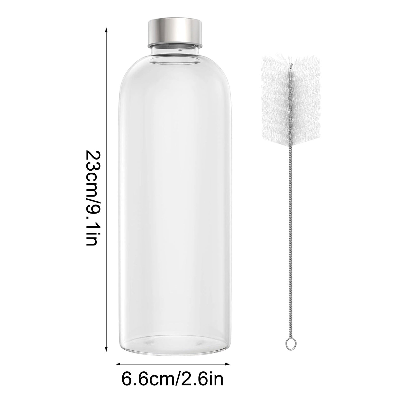 cpengpj Premium 1000ml Borosilicate Glass Water Bottle with Stainless Steel Lid, Leakproof, Dishwasher Safe, Temperature Resistant for Hot and Cold Drinks