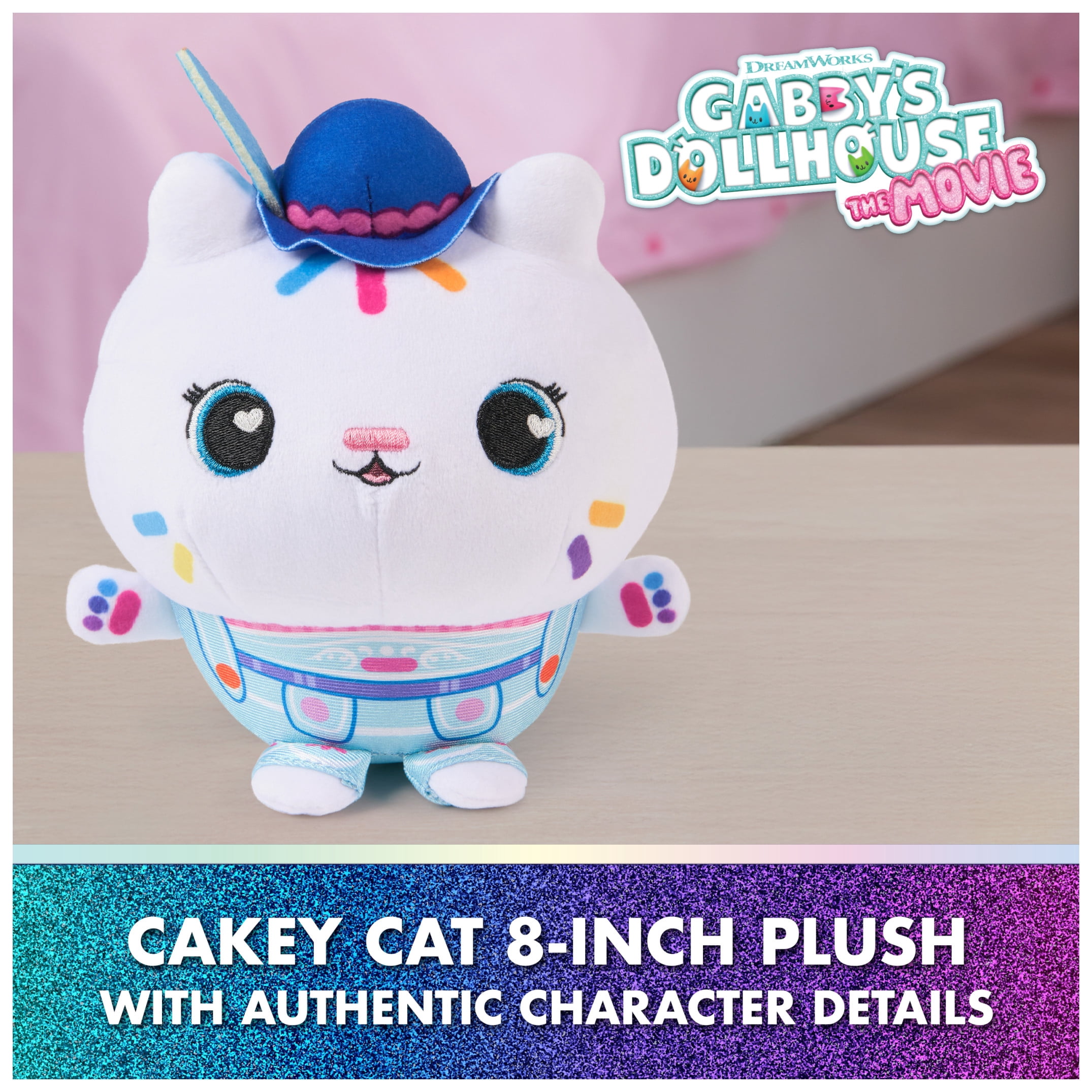 Gabby’s Dollhouse: The Movie Cakey Cat Plush Toy, Stuffed Animal for Ages 3 & Up, 8”