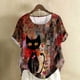thumbnail image 2 of Vestidos Casuales Para Mujer, Blusas De Mujer De Moda Blusa tipo túnica informal de lino con estampado de peces y botones de manga corta para mujer, 2 of 4