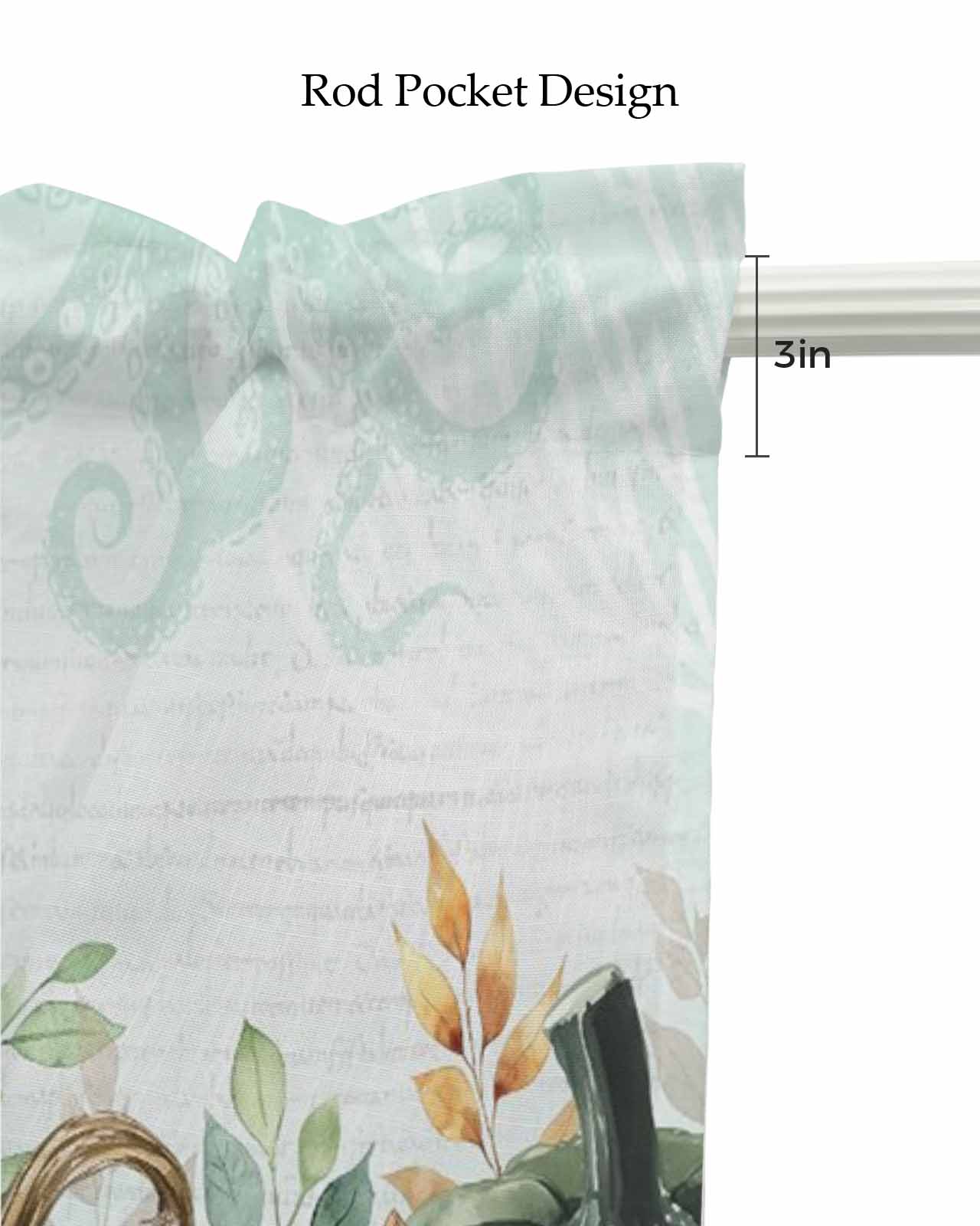 Autumn Pumpkin Kitchen Valances for Windows Farmhouse Linen Window Valance Curtain for Living Room Window Treatment Sage Green Thanksgiving Eucalyptus Leaves Valance Rod Pocket Topper, 42 x 18 Inch