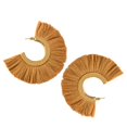 thumbnail image 4 of Blesiya Big Drop Tassel Pendientes Boho Decración Fiesta Geométrica C Forma marrón Zulema C Hoop Tassel Earrings, 4 of 8