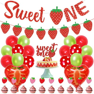 Strawberry Theme Birthday Party Decorations, Strawberry Happy Birthday Banner Berry Sweet Garland Strawberry Cake Decorations for Strawberry Sweet