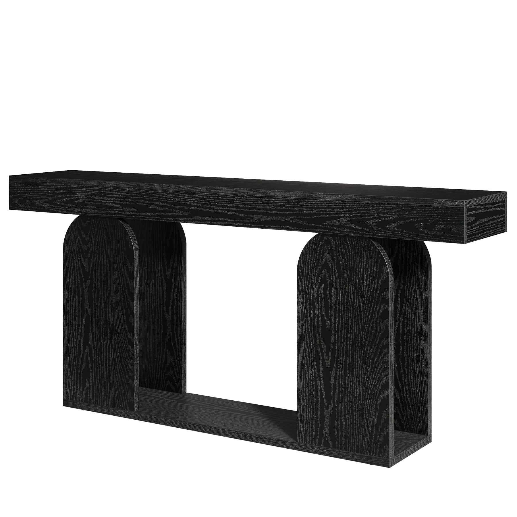 Fnova 70.87" Farmhouse Console Table for Entryway, 2-Tier Storage Long Narrow Wood Entryway Table, Easy Assembly, Black
