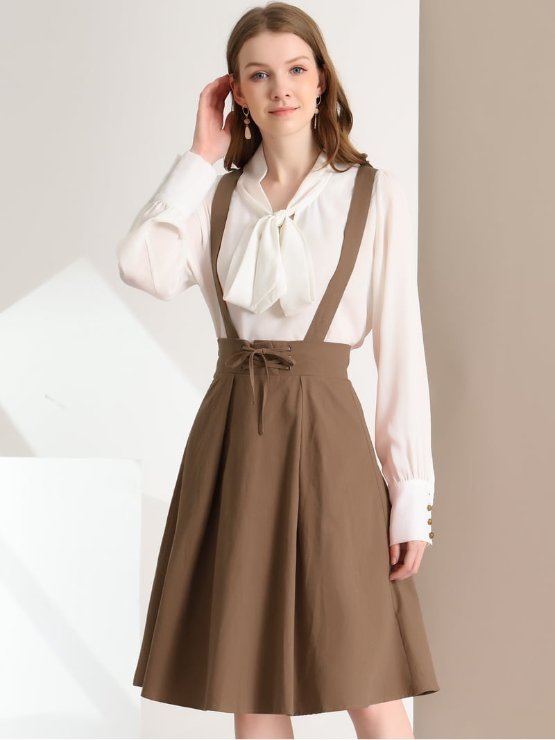 DARING DIVA Women's Cute High Waist Suspender Skirt Mini Dress XL Dark Brown DARING DIVA Women's Cute High Waist Suspender Skirt Mini Dress XL Dark Brown