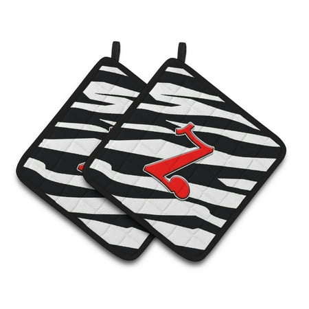 

Carolines Treasures CJ1024-ZPTHD Letter Z Initial Monogram - Zebra Red Pair of Pot Holders 7.5HX7.5W multicolor