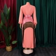 thumbnail image 5 of AURA Plus Size Maxi Dress Half Open Collar Lace Up Belted High Waist Pleated Long Sleeve Elegant Fall Dress, 5 of 10