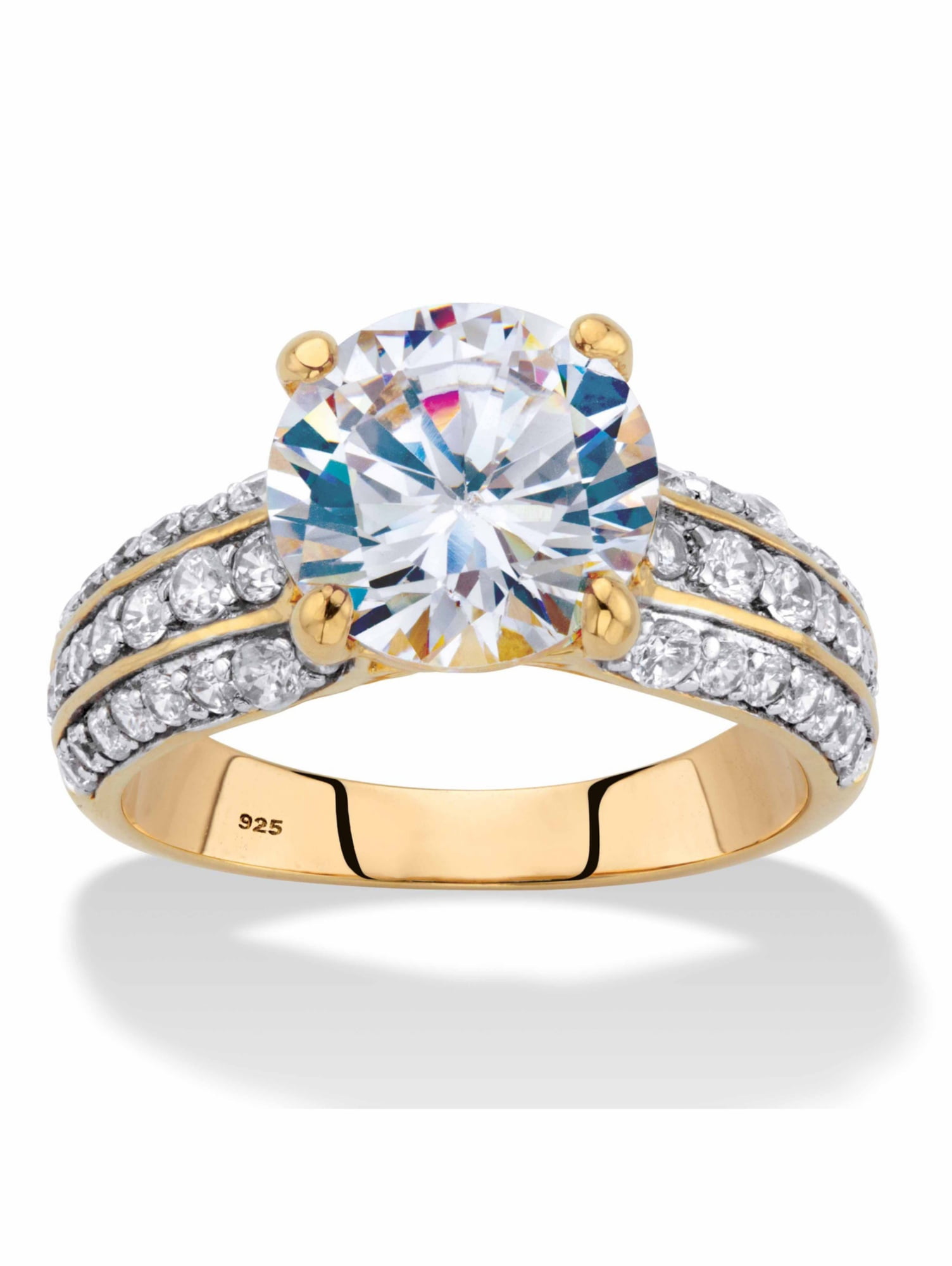 Triple Solitaire Ring Cubic Zirconia Gemstone 925 Sterling Silver Gold Filled