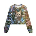 thumbnail image 7 of Xixirimido Btterfly Cat Daisy Kids Crop Tops Girls Long Sleeve T-Shirts Printed Fashion Cropped Sweatshirt Crew Neck Pullover Top Fall Clothes for 5-6 Years, 7 of 7