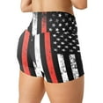 thumbnail image 3 of Rutainlusire Womens Shorts Fashion Womens High Waist American Flag Printed Cross Sport Yoga Short Pants, 3 of 6