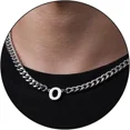 thumbnail image 2 of PAMTIER Initial Necklace for Mens Cuban Chain A-Z Letter Pendant Necklaces Stainless steel Anniversary Christmas Jewelry Silver O, 2 of 3