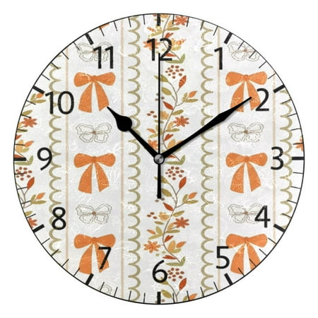 BZSMCE Decorative Wall Clock Size：25cm Ribbon Floral Border Pattern