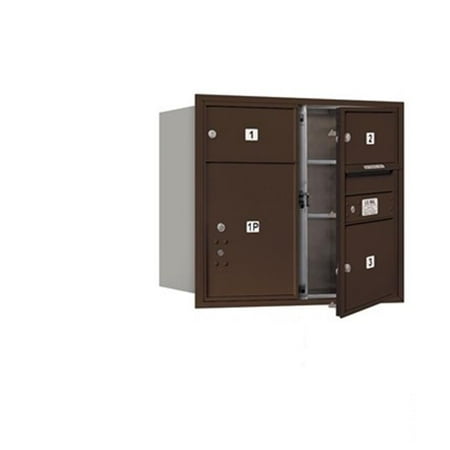 Salsbury 3707D-03ZFP 4C Horizontal Mailbox Includes Master Commercial Locks - 7 Door High Unit - 27 Inches - Double Column - 2 Mb2 Doors - 1 Mb3 Door - 1 Pl5 - Bronze - Front Loading - Private