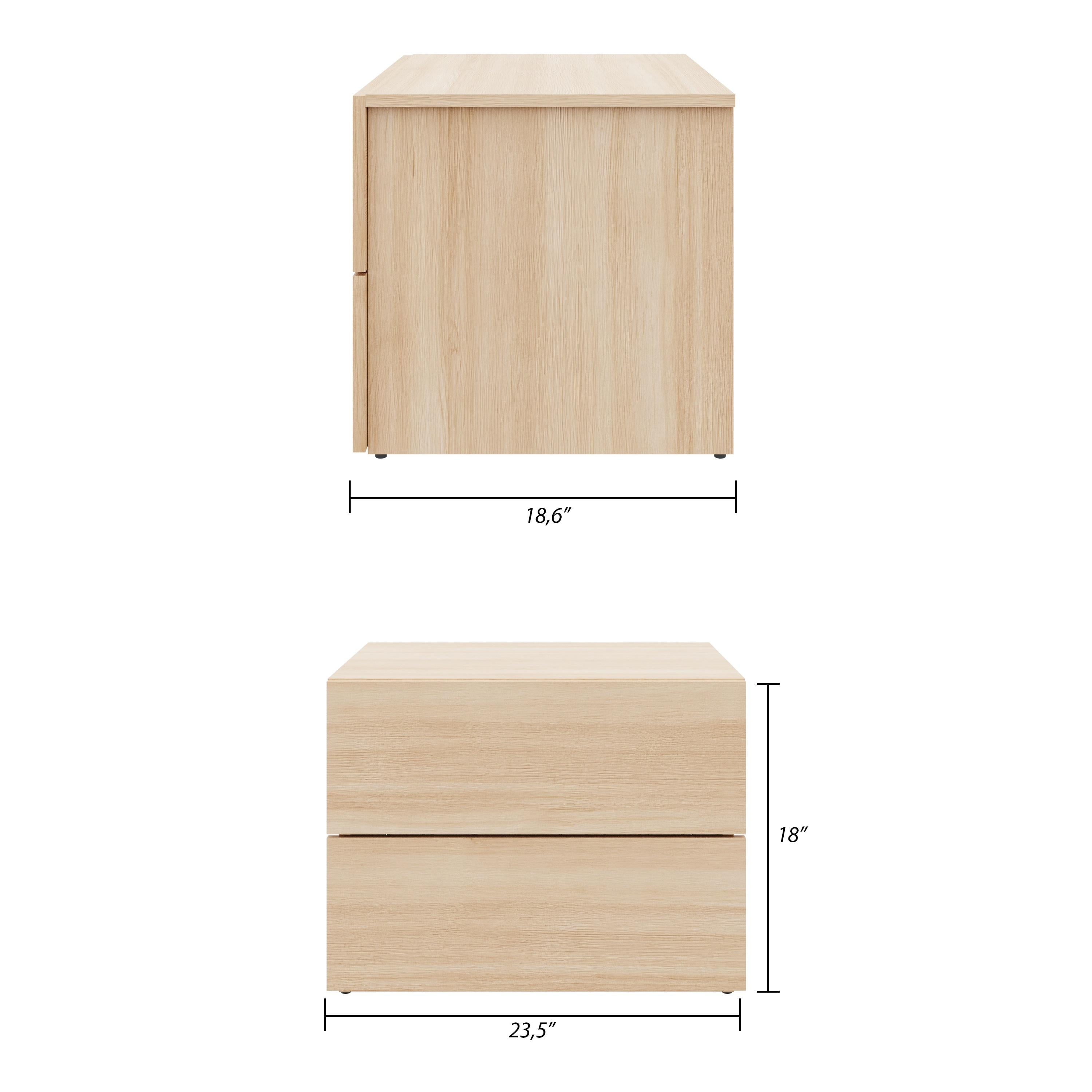 Nexera James Modern 2 Drawer Nightstand, Natural Blonde Oak