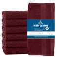 DAN RIVER Burgundy Cotton Washcloths 12 Pack, Absorbent Soft Clothes ...