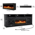 thumbnail image 4 of Dextrus Rustic TV Console for 75" TVs, 36" Electric Flame & LED Illumination with Classic Barn Door Storage, Black, 4 of 6