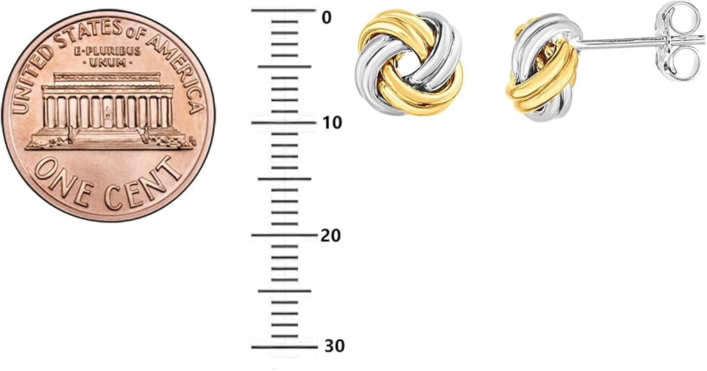 Ritastephens | Sterling Silver | Gold-tone | Overlay | Two-tone | Love Knot | Stud Earrings (9.5mm)