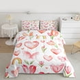 thumbnail image 2 of Manfei Red Butterfly Full Size Comforter Sets for Girls, Cute Rainbow Hearts Bedding Comforter Set, Chic Flower Floral Bedding Sets, Microfiber Bedroom Decor Reversible 3-Piece, 2 of 8