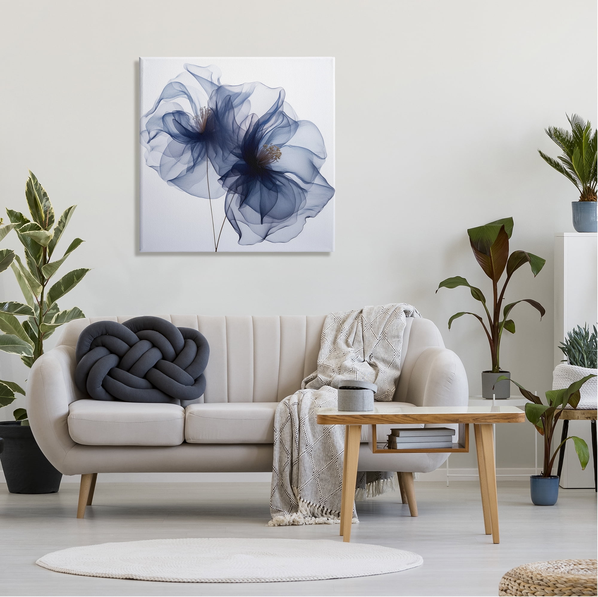 Stupell Industries Blue Modern Bloom Botanical & Floral Photography Gallery Wrapped Canvas Art Print Wall Art, 30 x 30
