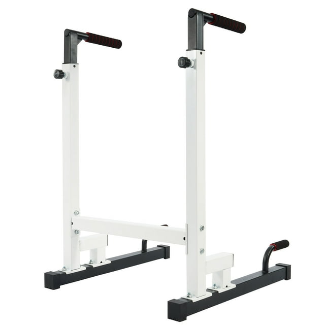 BalanceFrom Steel Frame Dip Station with Adjustable Height, 500 lb Weight Capacity, White