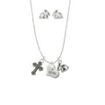 thumbnail image 3 of Silvertone Small Wife Heart Silver Tone Cross and Bunny Necklace and Earrings Set, 3 of 5
