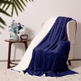 thumbnail image 2 of Moonlight20015 Sherpa Blanket Fluffy Plush Couch & Travel Blanket Reversible Throw Size Navy Color, 2 of 8