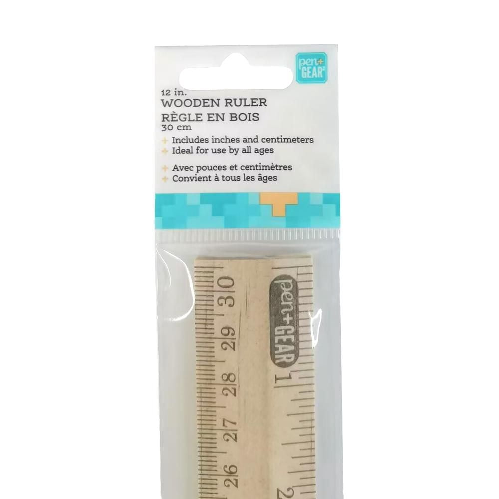 Pen + GEAR Wooden Rulers, 12 Inch (30cm) – Packaged in Printed Polybag | Educational Grade , high-quality hardwood with a smooth, splinter-free surface .