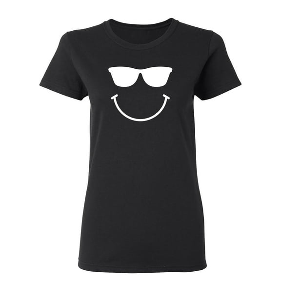Sunglasses Smile Face Emoticon Sarcastic Novelty Gift Idea Adult Humor Funny Women's Casual Tees