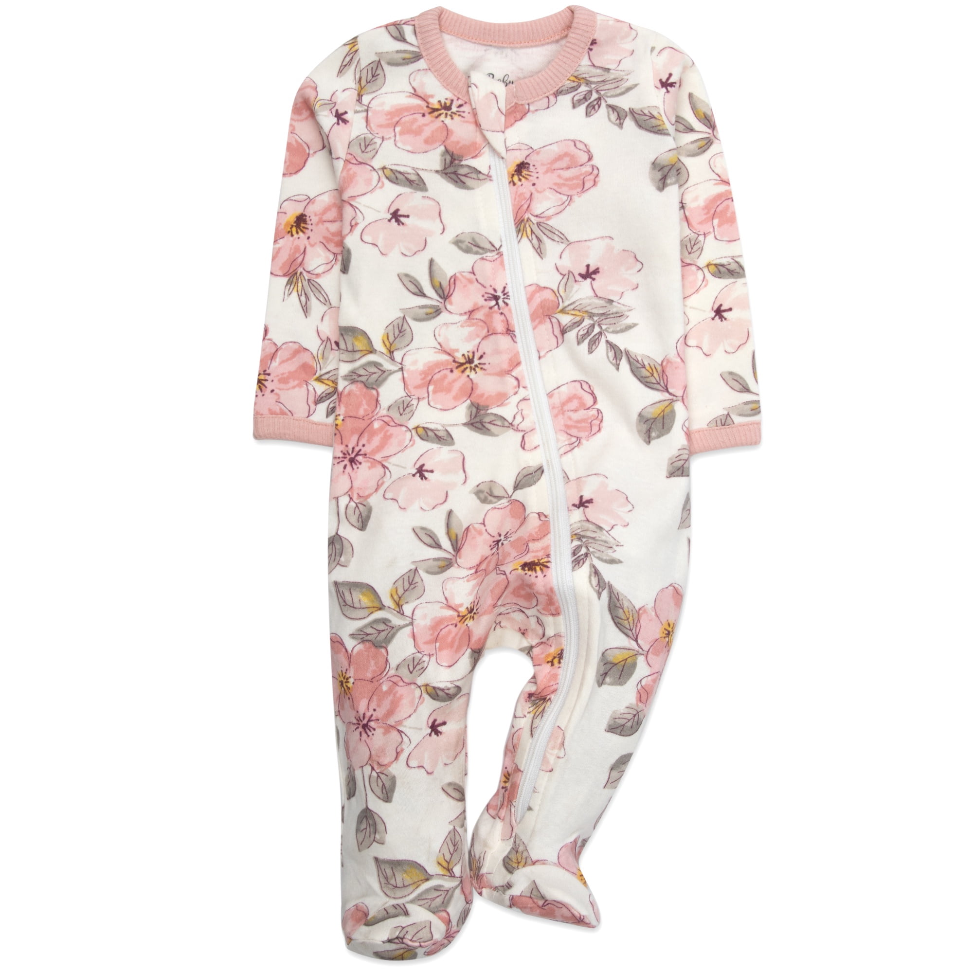 Baby Essentials Newborn Infant Girls 0 Months 4 Pack Footie Bodysuits