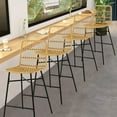thumbnail image 4 of Costway Silla de Bar, Juego de Taburetes de 2 Piezas con Respaldo de Ratán & Reposapiés, Silla Alta Ergonómica con Marco de Hierro & Almohadillas Antideslizantes, para Comedor, Patio, Balcón, 4 of 4