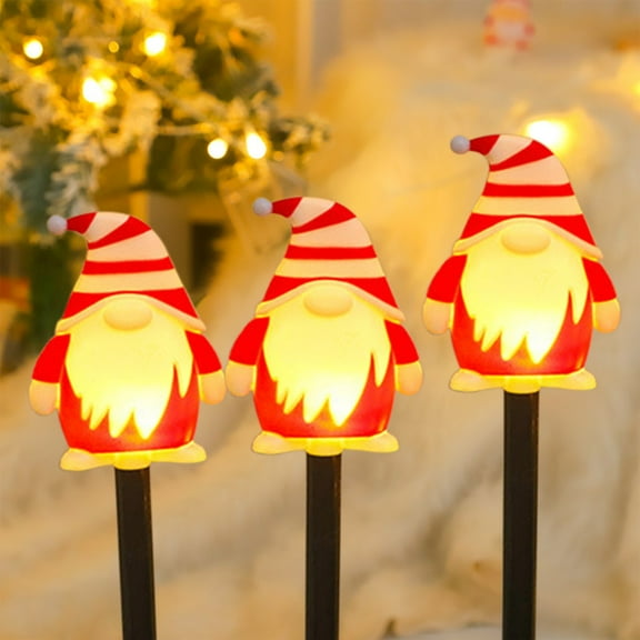 EWASWON Christmas Christmas Solar Ground Plug Lights, Red Outdoor Patio Lawn Decor, Snowman Candy Shape String Lights for Christmas, Outdoor Holiday Decoration