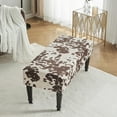 thumbnail image 2 of Adeco  Cow Print Fabric Rectangular Bench Ottoman Dairy cattle Dairy cattle, 2 of 5