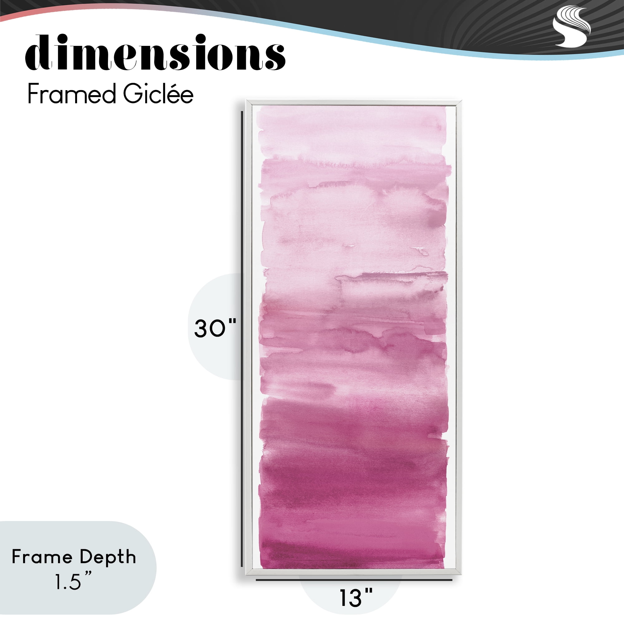 Stupell Industries Blush Blend Gradient White Framed Giclee Art, design by Allie Corbin