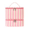 thumbnail image 4 of Estuche de transporte para esmaltes de uñas, bolsa de maquillaje, elegante, multiusos, portátil, regalo para mujeres, organizador de esmaltes de uñas Rayas beige rosas, 4 of 9