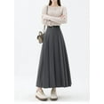 thumbnail image 3 of Women’s High-Waisted Pleated Midi Skirt with Belt, Elegant A-Line Flared Suit Skirt, Slimming Fashion Mid-Length Skirt for Office, Casual, and Daily Wear, 3 of 9