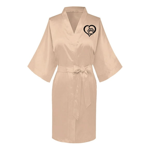 TIMIFIS Women's Short Silky Robes Bridesmaid Bride Party Satin Robes Sleepwear Plus Size Wedding Bridal Party Loungewear Dressing Gowns with 3/4 Sleeve - Spring/Summer