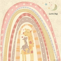 Kids Nursery Art Pastel Muted "Rainbow Giraffe" White Float Frame Canvas ArtWhite Float Frame Canvas Art - 16x16