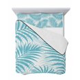thumbnail image 7 of Quilts Twin Size Bedding Set, Aqua Blue Palm Leaves Lightweight Quilted Comforter, Summer Botanical Tropical Plants Soft Reversible Bedspread Coverlet with Pillow Covers for All Season, 68" x 86", 7 of 7