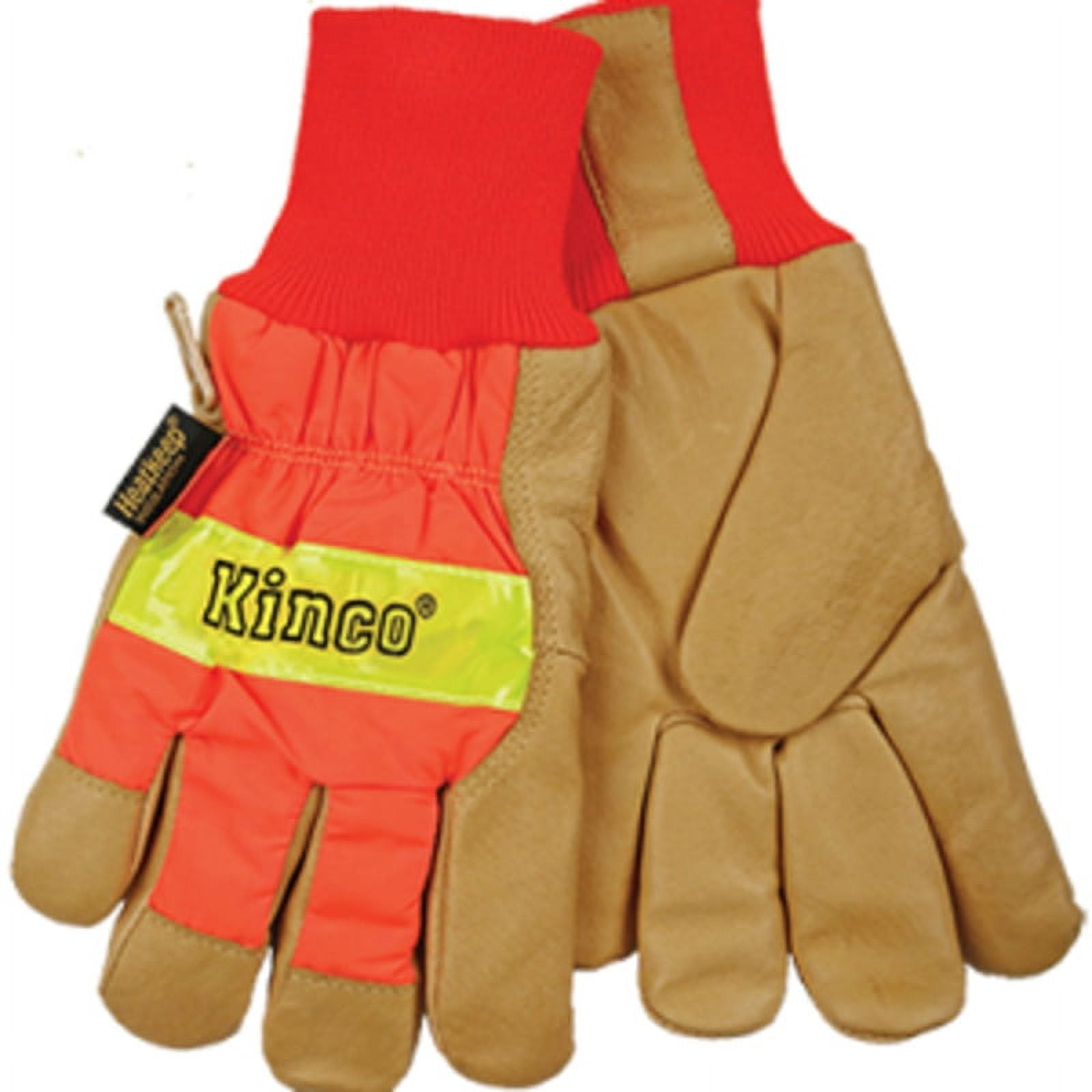 Kinco 1938 Thermal Lined Hi-Vis Orange Pigskin Palm Gloves With Safety Cuff 1 Pair