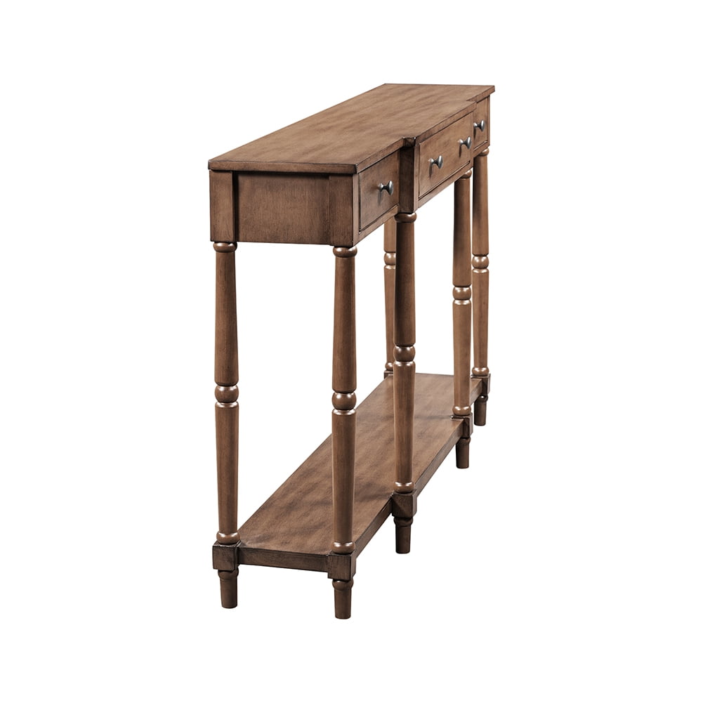 Lowestbest Modern Console Table, Solid Wood Entryway Hall Table with Storage Shelf and Drawer (Brown) Lowestbest Modern Console Table, Solid Wood Entryway Hall Table with Storage Shelf and Drawer (Brown)