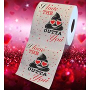 Printed TP I Love The Poop Outta You Valentine's Printed Toilet Paper Gag Gift - Funny Toilet Paper Roll for Prank, Bathroom Decor, Romantic Novelty Valentines Day Gift for Him or Her - 500 Sheets