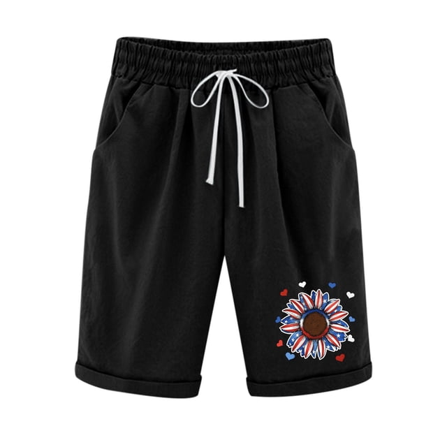Mujeres Pantalones Cortos Casual Estampado Elástico de la Cintura Medio Pantalones Cortos, Casual con Bolsillos para el Uso Diario