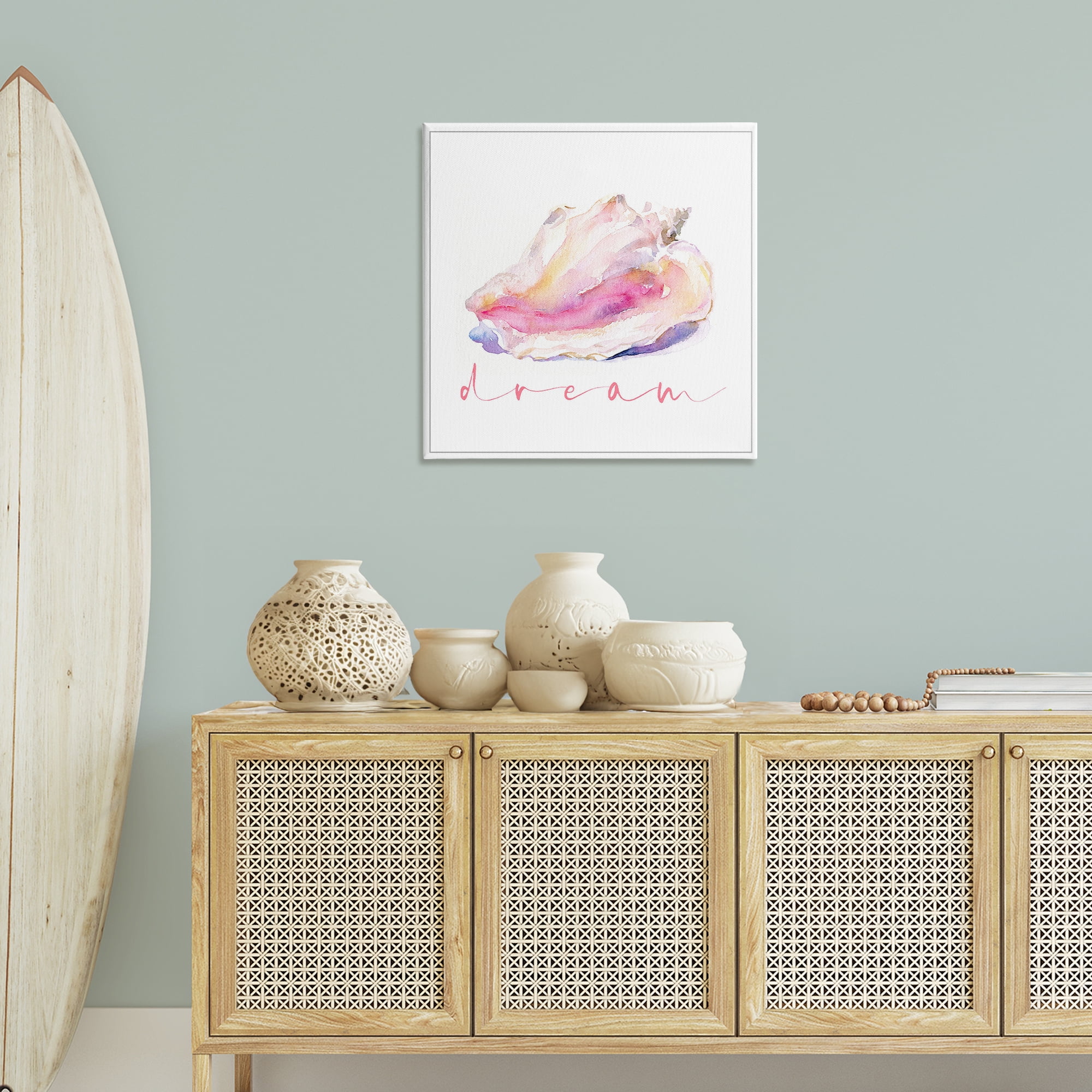Stupell Industries Conch Dream Phrase Nautical & Beach Painting Wrapped Canvas Art Print Wall Art, 30 x 30