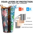 thumbnail image 3 of 16oz Tumblers Pioneer Flower Floral Print Pattern Stainless Steel Vacuum Insulated Double Wall Travel Tumbler Cups Mug with Lid and Straw,Cleaning Brush for Coffee,Tea, 3 of 4