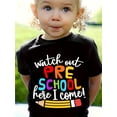 thumbnail image 1 of Watch Out Pre-School Here I Come" Girls' T-Shirt - Cute Letter Print, Short Sleeve, Round Neck Summer Top for Youngsters, 1 of 6