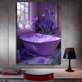 thumbnail image 3 of Mudket Purple Lavender Bathtub Bathroom Canvas Wall Art, Butterfly Floral Wall Decor, Romantic Purple Flower Artwork for Bathroom Bedroom, Framed Ready to Hang Canvas Print - 12"L x 8"W, 3 of 10