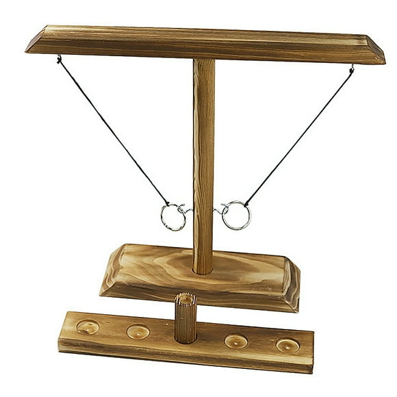 Graflsoa Premium Wooden Ring Toss Game for All Ages - 40cm Carbonized Finish, Hand-Eye Coordination Fun for Parties, Camping, and More!